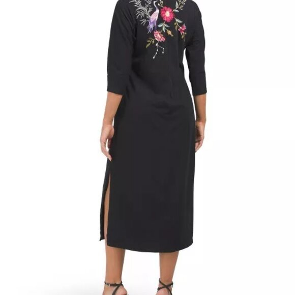 NWT Johnny Was  Osaka Dolman Sleeve Knit Dress / Boho Embroidered MIDI Dress -S - Picture 3 of 3